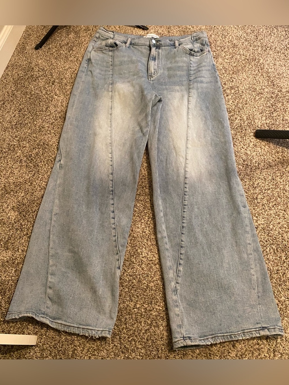 Flying Monkey High Rise Loose Light 
Wash Wide-Leg  Jeans - Size 16
